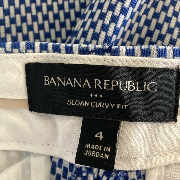 Banana Republic Factory 4 ankle pants Sloan curvy fit blue white - Picture 13 of 14
